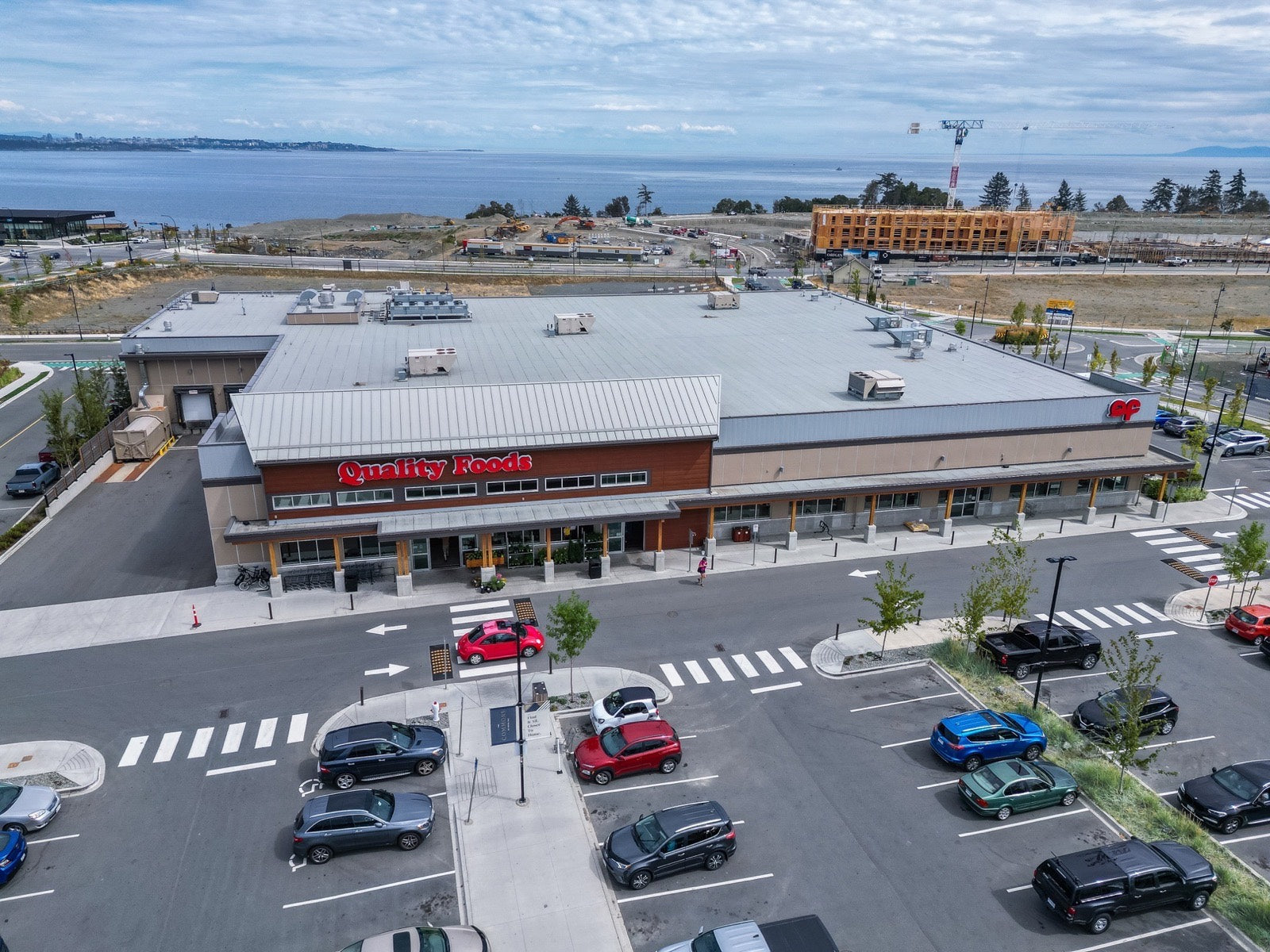 Aerial view of Quality Foods at Royal Bay Commons
