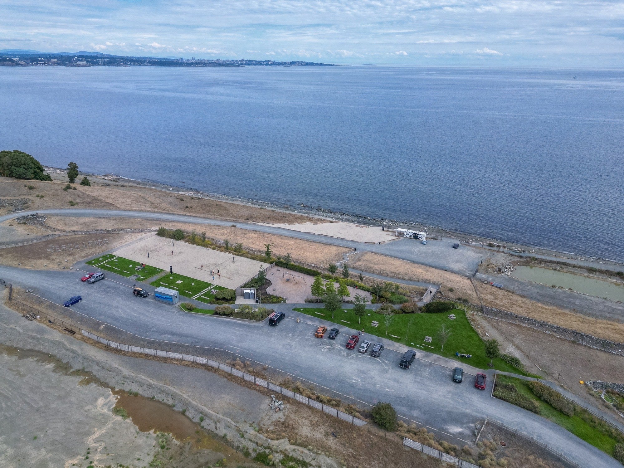 Aerial view of the Royal Bay waterfront in Colwood